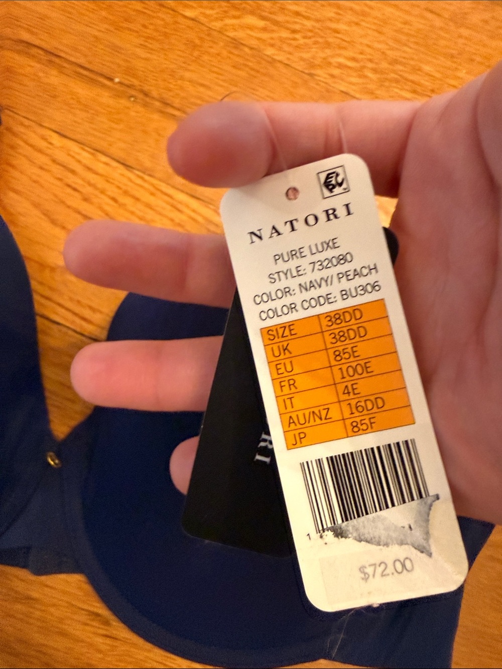 Natori “pure luxe” style Bra 38dd navy pink 38E new with tags - Picture 2 of 9